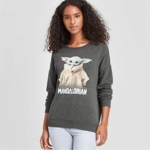 Star Wars The Mandalorian Baby Yoda Sweatshirt Grey Green Size S